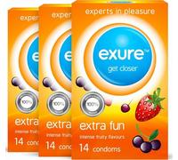 Ribbed, Natural & Flavoured by EXURE Condoms| Discreet Packaging 14/28/42pk Secure Condoms (Flavoured, 42pk)