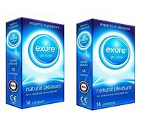 Ribbed, Natural & Flavoured by EXURE Condoms| Discreet Packaging 14/28/42pk Secure Condoms (Natural, 28pk)