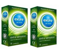 Ribbed, Natural & Flavoured by EXURE Condoms| Discreet Packaging 14/28/42pk Secure Condoms (Ribbed, 28pk)