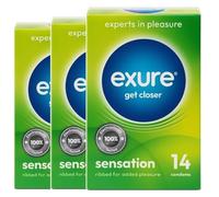 Ribbed, Natural & Flavoured by EXURE Condoms| Discreet Packaging 14/28/42pk Secure Condoms (Ribbed, 42pk)