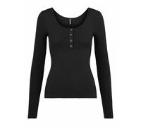 Ribbed Organic Cotton T-Shirt with Long Sleeves Black