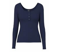 Ribbed Organic Cotton T-Shirt with Long Sleeves Dark Blue