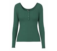 Ribbed Organic Cotton T-Shirt with Long Sleeves Dark Green