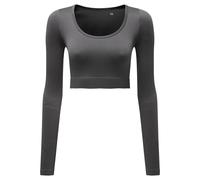Ribbed Seamless 3D Crop Top TriDri Charcoal S