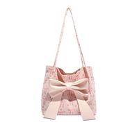 Ribbed Shoulder Bag Capacious Interior Removable Bow Decoration Permanent Fabric Modifiable Strap for Women Travel Work Shoulder Capacious Multiple Pocket Modern Student Soft Large Capacity Passenger