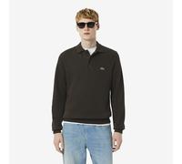 Ribbed Sweatshirt with Polo Collar Dark Brown