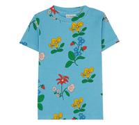 Ribbed T-shirt Flowers Azure blue 2 years