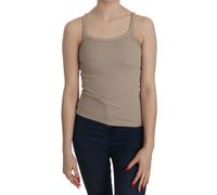 Ribbed Tank Top Scoop Neck Slim Fit- Brown T-Shirts PINK MEMORIES Brown 46
