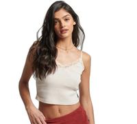 Ribbed tank top with lace trim Superdry Beige M/L