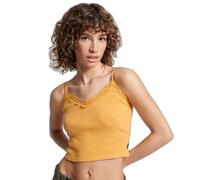 Ribbed tank top with lace trim Superdry Jaune S/M
