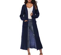Ribbed Tank Top Women's Sweater Coat Cardigan Thin Long Large Split Pocket Women's Coat Cute Summer Tops (Blue, XL)