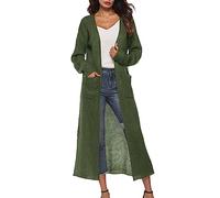 Ribbed Tank Top Women's Sweater Coat Cardigan Thin Long Large Split Pocket Women's Coat Cute Summer Tops (Green, L)