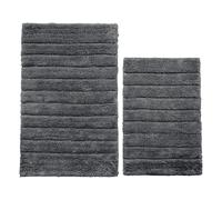 Ribbed Two Piece Bath Mat Set - 100% Cotton Allure Bath Fashions Charcoal One Size