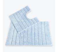Allure Ribbed Design 2 Piece Bath and Pedestal Toilet Mat Set, 100% Cotton (Baby Blue)