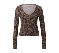 Ribbed V-Neck Jumper with All-Over Floral Pattern Women QS Multicolore L