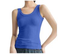 Ribbed Vest Tops Women UK Knitted Camisoles U-Neck Tank Top Plain Wide Strap Undershirts Summer Cami Basic Tee Shirts Knitwear Slim Fit Sleeveless Workout Vest for Yoga Sports