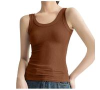 Ribbed Vest Tops Women UK Sale Knitted Camisoles U-Neck Tank Top Plain Wide Strap Undershirts Summer Cami Basic Tee Shirts Knitwear Slim Fit Sleeveless Workout Vest for Yoga Sports