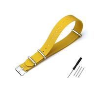 Ribbed Watch Strap 16mm 20mm 22mm 18mm 19mm 24mm Rugged Nylon Straps Retro Watchband Braid Ballistic Fabric Bands(MUSTARD YELLOW,22mm)