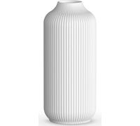 Ribbed White Ceramic Vase - Decorative Flower Vase for Pampas Grass - White vases For Home Living Room & Boho Home Decor - Table Dining (white)