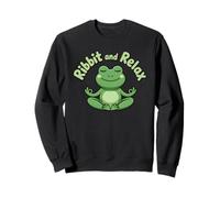 Ribbit And Relax Funny Frog Pun Meditation Meditating Yoga Sweatshirt
