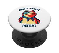 Ribbit Resist Repeat Funny Political Frog Protest PopSockets Adhesive PopGrip