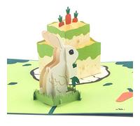 Ribbli Bunny Birthday Card, 3D Rabbit and Cake Handmade Pop Up Birthday Cards, with Envelope