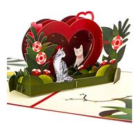 Ribbli Cat Pop Up Card for Anniversary Card, Birthday Card, Valentines Day Card, Romantic Love Card for Him Her Husband Wife Couple Parents Boyfriend Girlfriend, with Envelope