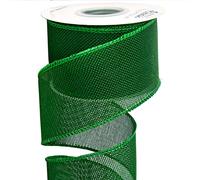 Ribbli Emerald Green Burlap Wired Ribbon,2-1/2 Inch x 10 Yard, Wired Edge Ribbon for Big Bow,Wreath,Tree Decoration,Outdoor Decoration