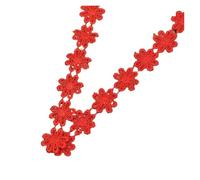 Ribbon 1-15 Yards Colorful Daisy Flowers Lace 25mm Wide Garment Hat Curtain DIY Handmade Patchwork Ribbon Sewing Supplies Crafts for Decoration(Red,1 Yards)