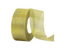 Ribbon 22meters/roll 6/10/15/20/25/40/50mm Gold Silver Glitter Ribbon Wedding Cake Decoration Craft Supplies Organza DIY(Gold,6mm)