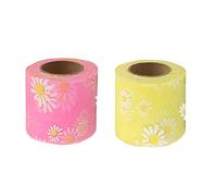 Ribbon, 23m Daisy Flowers Summer Spring Patterned Ribbons Roll, for Crafts Wreaths Garland Bows Christmas Wedding Party Decoration (Color H)