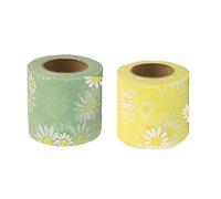 Ribbon, 23m Daisy Flowers Summer Spring Patterned Ribbons Roll, for Crafts Wreaths Garland Bows Christmas Wedding Party Decoration (Color K)