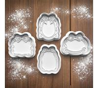 Ribbon Bow Frame Cookie Cutter & Stamp Set Baking Tools for Cookies, Fondant, Biscuits, Pastry, and Cake Decorating