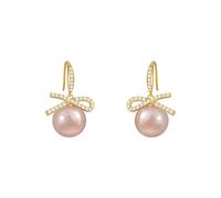 Ribbon Bow Pearl Fashion Earrings For Women Earrings Earrings Giant Hoop Earrings for Women (Khaki, One Size)