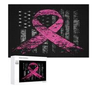 Ribbon Breast Cancer Awareness Flag Puzzles Customized Challenging Gifts for Adults 300/500/1000 Piece