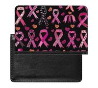 Ribbon Breast Cancer Awareness Passport Wallet Cute Passport Case with Card Slot Travel Passport Holder Cover