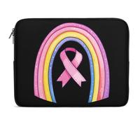 Ribbon Breast Cancer Awareness Rainbow Laptop Case Computer Sleeve Shockproof Protective Laptop Cover Bag for Travel