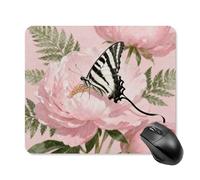 Ribbon Butterfly on Peony Mouse Pad - Non-Slip Rubber Base Ultra-Thin Desk Mat Waterproof & Portable Mousepad for Gaming, Office, Design 25 * 30cm