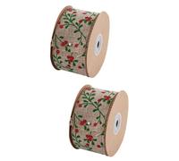 Ribbon cake bow wrapping paper, 3 Rolls Christmas Ribbon Wired Decorative Wide Christmas Bows DIY Accessories for Cake Christmas Theme Ribbon Festive Design(Random Colorx2pcs,1000X0.5X0.1CMx2pcs)