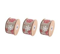 Ribbon cake bow wrapping paper, 3 Rolls Christmas Ribbon Wired Decorative Wide Christmas Bows DIY Accessories for Cake Christmas Theme Ribbon Festive Design(As Shownx3pcs,1000X0.5X0.1CMx3pcs)