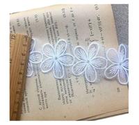 Ribbon Cotton Embroidered White Flower Lace Fabric Dubai Sewing DIY Trim Tulle Applique Ribbon Collar Wedding Dress for Decoration(White 2)