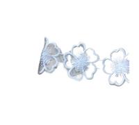 Ribbon Cotton Embroidered White Flower Lace Fabric Dubai Sewing DIY Trim Tulle Applique Ribbon Collar Wedding Dress for Decoration(White 1)