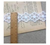 Ribbon Cotton Embroidered White Flower Lace Fabric Dubai Sewing DIY Trim Tulle Applique Ribbon Collar Wedding Dress for Decoration(White 3)