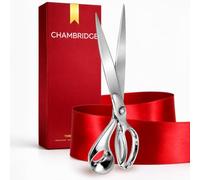Ribbon Cutting Ceremony Kit - 28 CM Silver Scissors and Red Satin Ribbon Grand Opening Scissors for Special Events Business Openings and Inaugurations