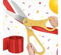 Ribbon Cutting Ceremony Kit Giants Ribbon Cutting Scissors with Red Tape Grand Opening Decorations for Special Events Inaugurations and Ceremonies