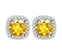 Ribbon Earrings for Women 10MM Square Round Teardrop Heart Stud Earrings For Women (Yellow, One Size)