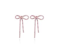 Ribbon Earrings for Women Trendy Silver Rhinestone Earrings Dangle Bling Dangle Bow Stud Earrings Wedding Earrings for Bride Ribbon Jewelry Gift, Alloy Steel, No Gemstones