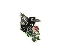 Ribbon Flower Crow Animal Brooch Trend Black Feather Frolic Fashion Clothes Interesting Rhinestones Buttons (D, One Size)