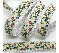 Ribbon Flowers Printed Embossed Ribbon for Handmade Craft Scrapbook Easter Marriage Party Wedding Floral Packing for Decoration(Color-17)