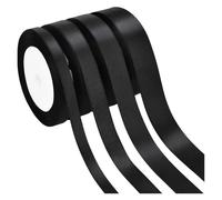 Ribbon for Gift Wrapping 50 Yards 10mm-25mm Bow Handmade Satin Black Ribbon DIY Grosgrain Ribbons for Crafts Tapes Flower Cake Packaging Supplies(2.5cm Black)